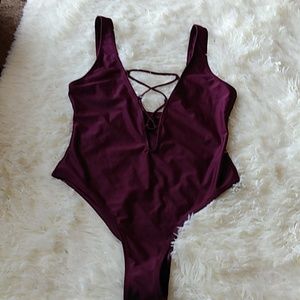 Deep purple one piece swimsuit